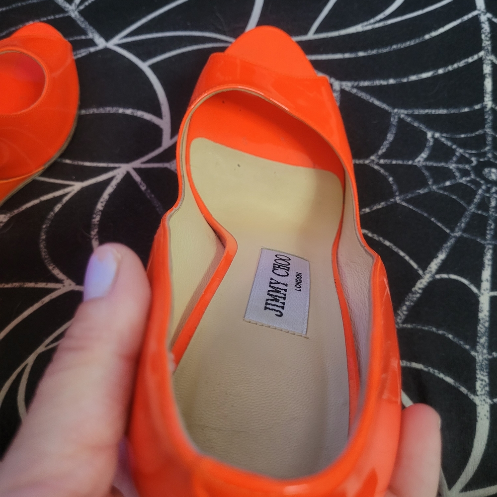 Jimmy Choo Vibrant Orange Heels - Picture 5 of 7